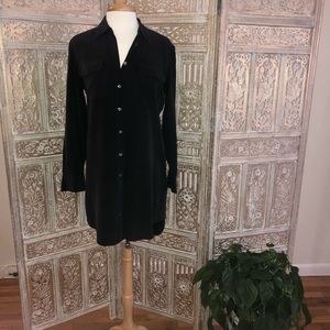 100% Silk Slim Signature Equipment Dress Black